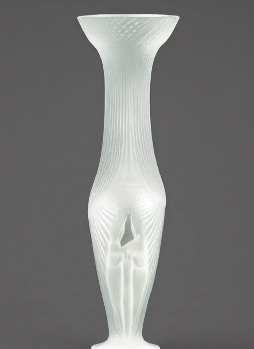 Prompt: Vase in the shape of a woman, designed by Rene Lalique