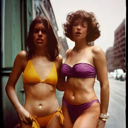 Prompt: an insanely high - quality photo of a 2 beautiful women in bikinis, in a street of new york, by saul leiter, insanely intricate - details, photography, insanely detailed, insanely beautiful, real, insanely fine - details, extremely precise, elegant