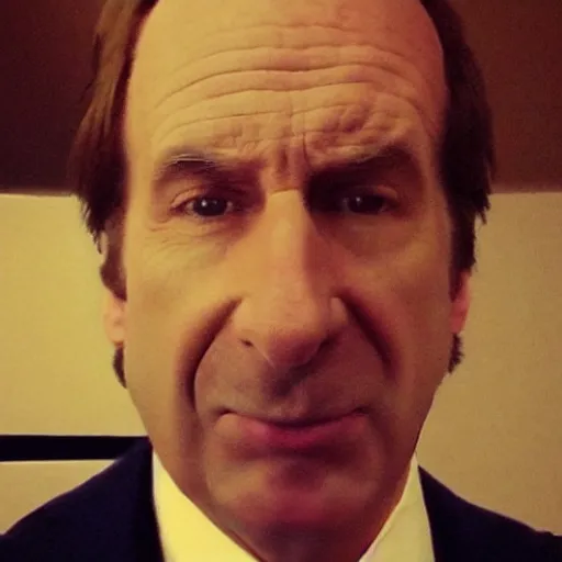 Prompt: zoomed in cameraphone photo low resolution Saul Goodman selfie