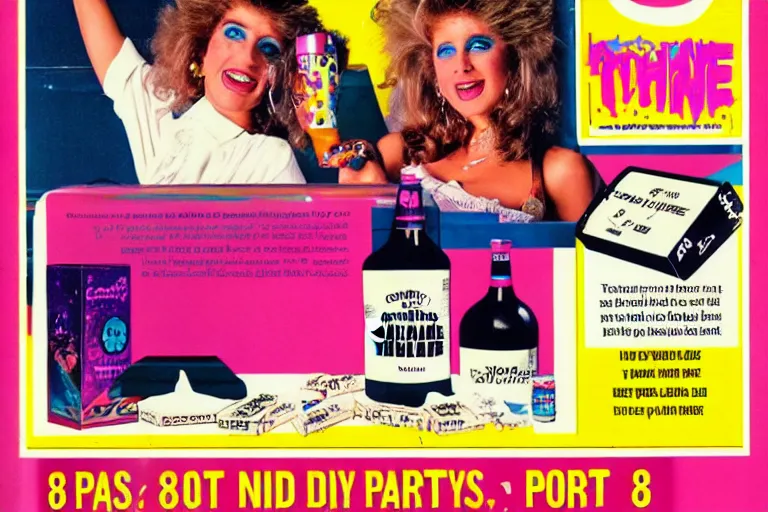 Prompt: 80s, cocaine, party, advertisement