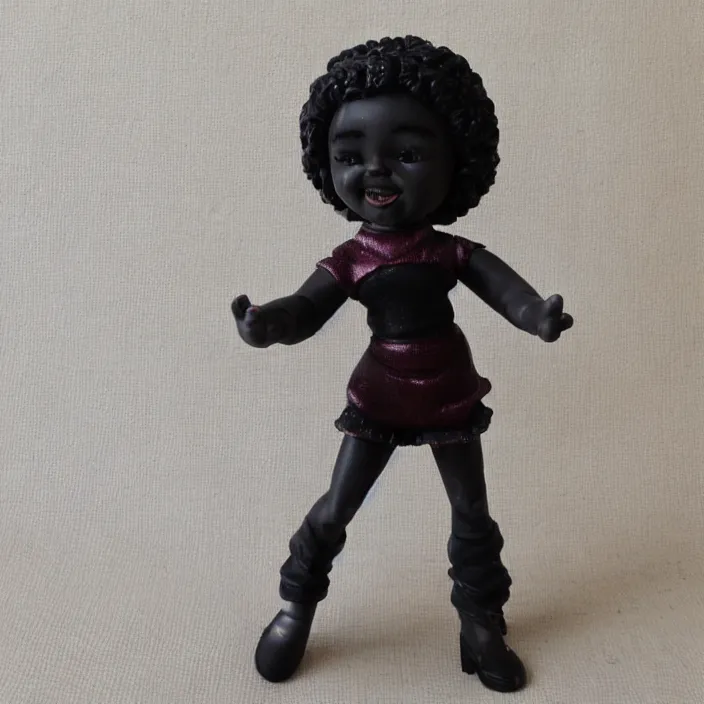 Prompt: black little miss girl, figurine, detailed product photo