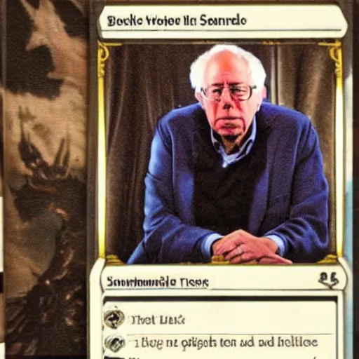 Image similar to bernie sanders on a magic the gathering card