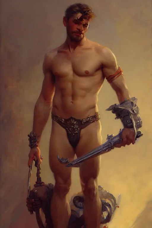 Image similar to attractive male, character design, painting by gaston bussiere, greg rutkowski, katsuya terada, frank frazetta, tom of finland, trending on artstation