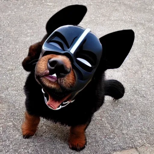 Image similar to puppy inspired by darth vader