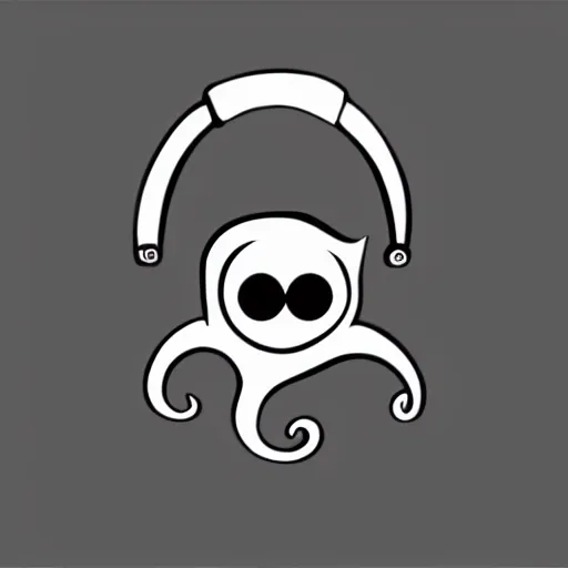 Prompt: cyborg octopus in headphones, logo, digital art, minimalism