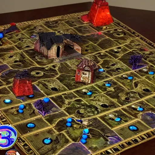 Prompt: an elaborate 3D board game about a haunted house, intricate, detailed, realistic, spooky