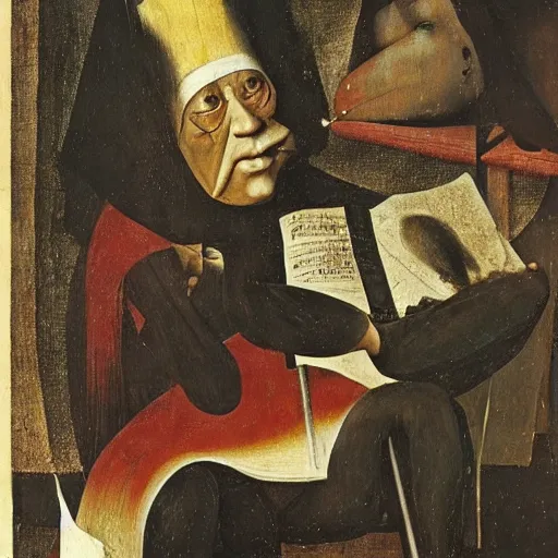 Image similar to charles mingus by hieronymus bosch