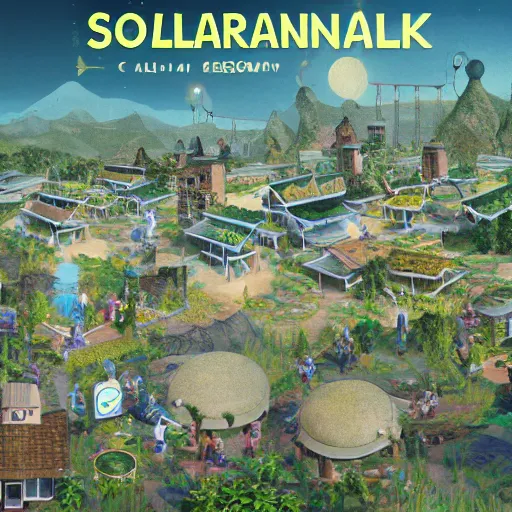 Image similar to solarpunk village