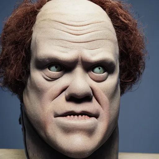 Image similar to animatronic John C. Reilly, exposed mechanics, photo, Stan Winston studios, detailed, 4k