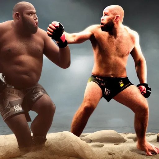 Prompt: sasquatch vs andrew tate ufc