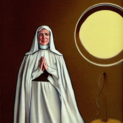 Image similar to nun at a asylum, by alan moore