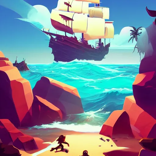 Image similar to painting treasure on sea of thieves game smooth median photoshop filter cutout vector, behance hd by jesper ejsing, by rhads, makoto shinkai and lois van baarle, ilya kuvshinov, rossdraws global illumination