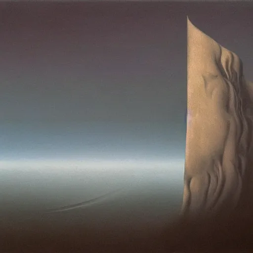 Image similar to arctic wind by Zdzisław Beksiński, oil on canvas