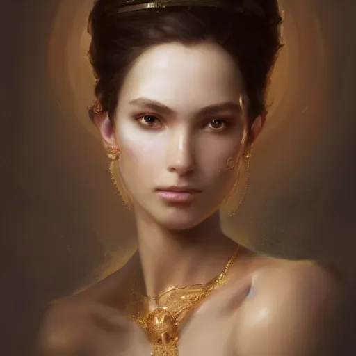 Image similar to a beautiful portrait of a goddess with pearly skin by greg rutkowski and raymond swanland, trending on artstation, ultra realistic digital art