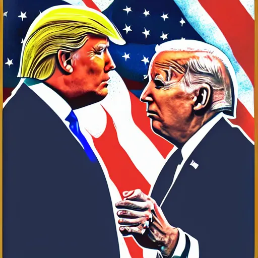 Image similar to donald trump kissing joe biden presidential portrait