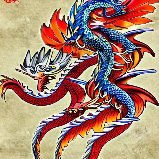 Image similar to anime manga full color dragon spiraling chinese dragon illustration