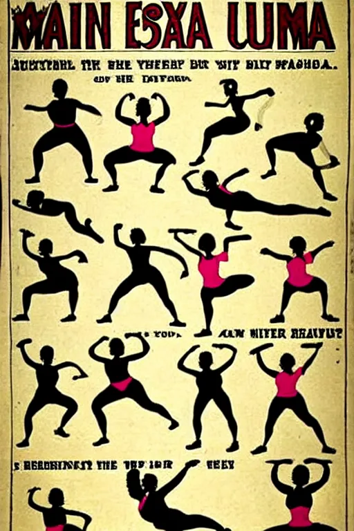 Image similar to 1880s zumba fitness art poster