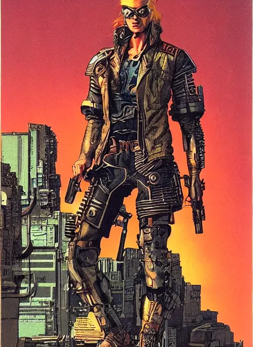 Image similar to cyberpunk mercenary. portrait by clyde caldwell and mœbius and will eisner and gil elvgren