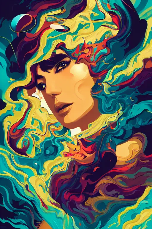 Prompt: delirium, chaotic storm of liquid smoke, stylized beauty full - length portrait, by petros afshar, ross tran, tom whalen, peter mohrbacher, artgerm, shattered glass, bubbly underwater scenery, radiant light