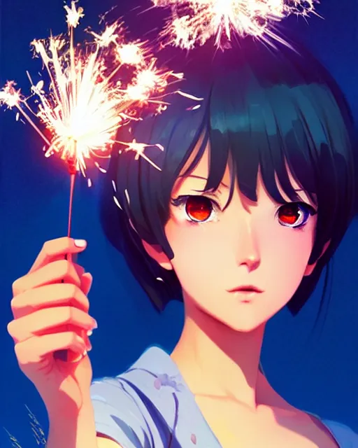 Beautiful Embarrassed Anime Girl with Short Black Hair Holding a Gift in  Her Hand, Blurred Background, Bokeh Stock Illustration - Illustration of  year, bokeh: 284385851