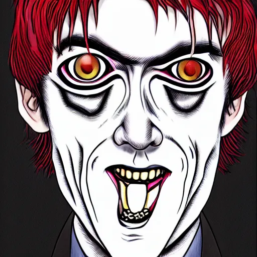 Image similar to Gerard way in the style of Junji Ito