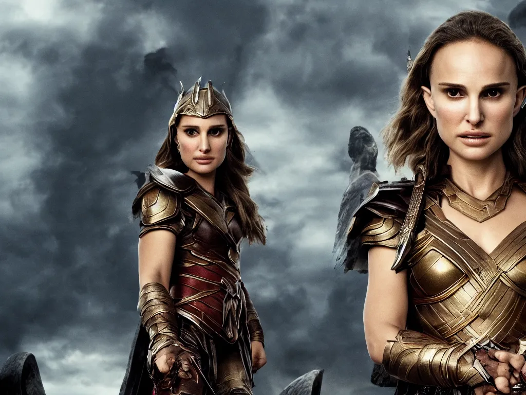 Prompt: portrait of beautiful Natalie Portman as an Asgardian Valkyrie, cinematic, 4k