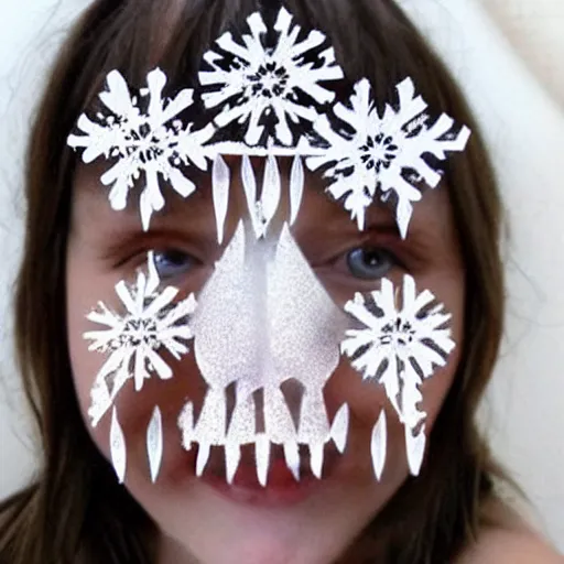 Prompt: snowflake face art
