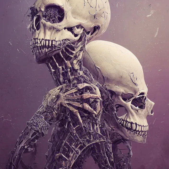 Image similar to portrait of Riae as a skeleton. intricate abstract. intricate artwork. nightmare fuel. by Tooth Wu, wlop, beeple, dan mumford. octane render, trending on artstation, greg rutkowski very coherent symmetrical artwork. cinematic, hyper realism, high detail, octane render, 8k, iridescent accents