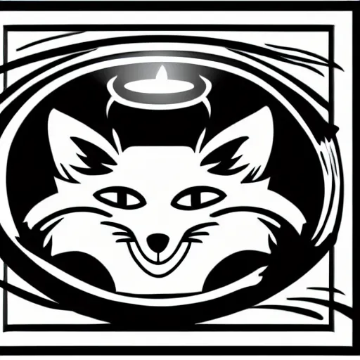 Image similar to a vector logo of a fox with candle head by studio ghibli