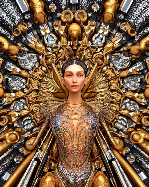 Image similar to a highly detailed metahuman 4 k close up render of a nataraja bella hadid monument renaissance in iris van herpen dress schiaparelli in diamonds crystals swarovski and jewelry iridescent in style of alphonse mucha gustav klimt trending on artstation made in unreal engine 4