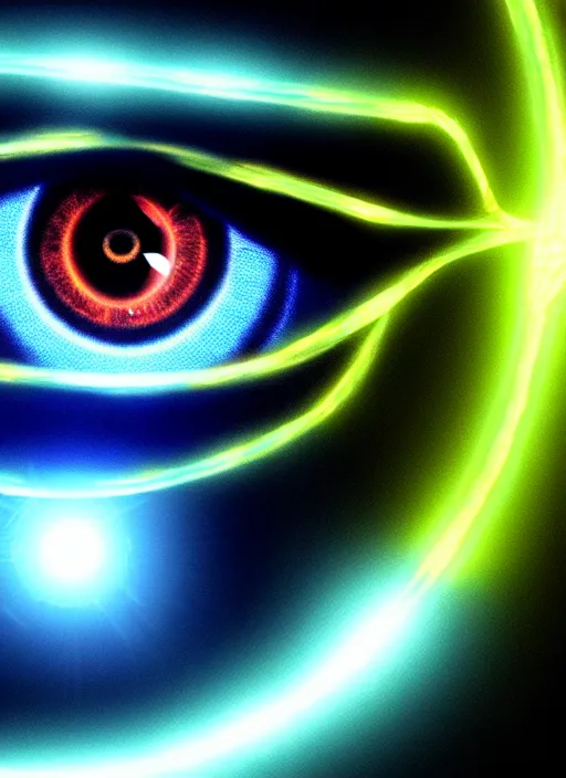 Image similar to eyes!, teams, healing, energetic, life, hybrids, thin healing glowing devices, vitals visualiser!!, published art, art in the style of everything and infinity, from wikipedia