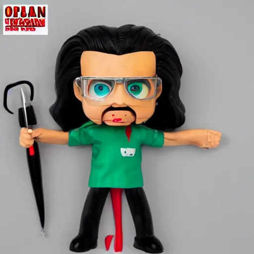 Image similar to orlan cosplay surgeon in operating theatre, stop motion vinyl action figure, plastic, toy, butcher billy style