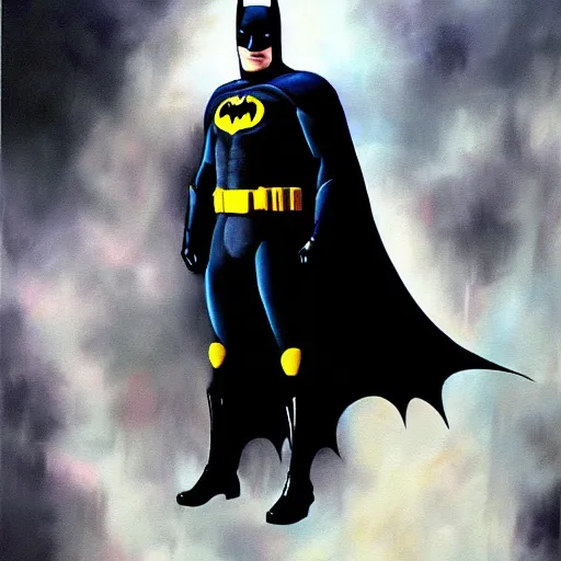 Image similar to Painting of a batman dark knight by Christopher Nolan oil painting