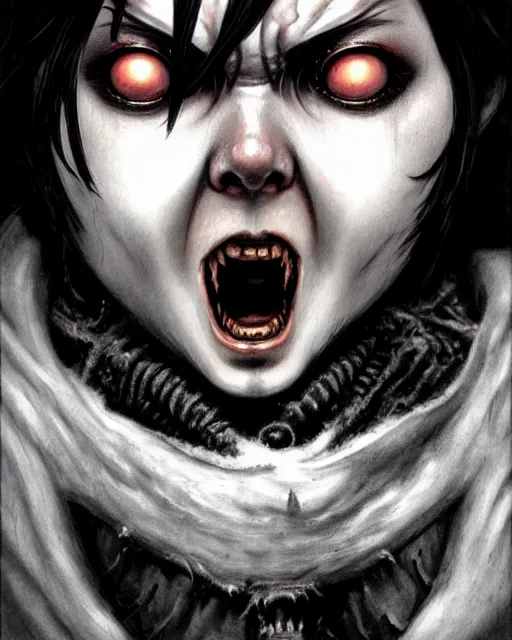 Prompt: mei from overwatch, evil, crazed look in her eyes, ice, col, frostbite, character portrait, portrait, close up, concept art, intricate details, highly detailed, horror poster, horror, vintage horror art, realistic, terrifying, in the style of michael whelan, beksinski, and gustave dore