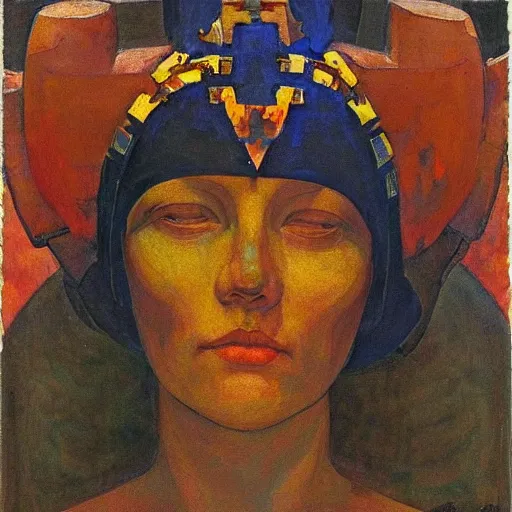 Image similar to the iron crown, by Annie Swynnerton and Nicholas Roerich and Diego Rivera, glowing skin, elaborate costume, geometric ornament, symbolist, rich color, dramatic cinematic lighting, smooth, sharp focus, extremely detailed