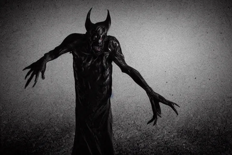 Image similar to sleep paralysis demon at night, horror, bed, scary