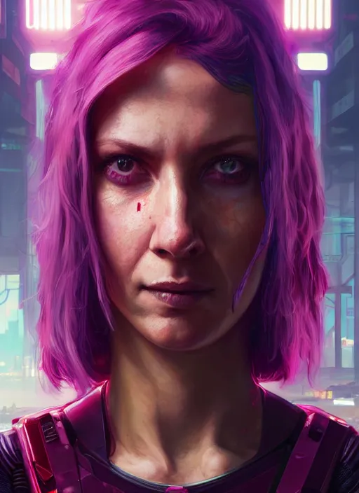 Prompt: portrait of Lesley Nolsen as a character in arabian Cyberpunk 2077, looking at camera, intricate, dystopian, sci-fi, extremely detailed, digital painting, artstation, concept art, smooth, sharp focus, illustration, intimidating lighting, incredible art by artgerm and greg rutkowski and alphonse mucha and simon stalenhag