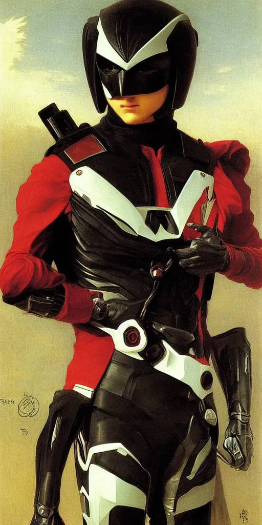 Image similar to portrait of a kamen rider rx, majestic, solemn, by bouguereau