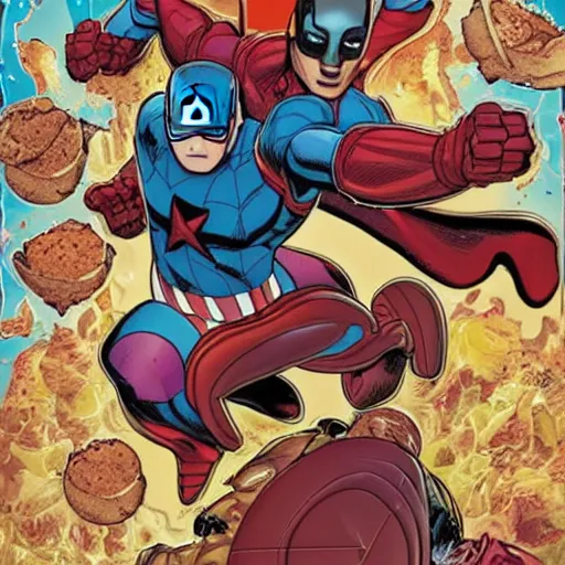 Prompt: marvel comics cover of ice cream pizza, 1 0 8 0 p award - winning painting