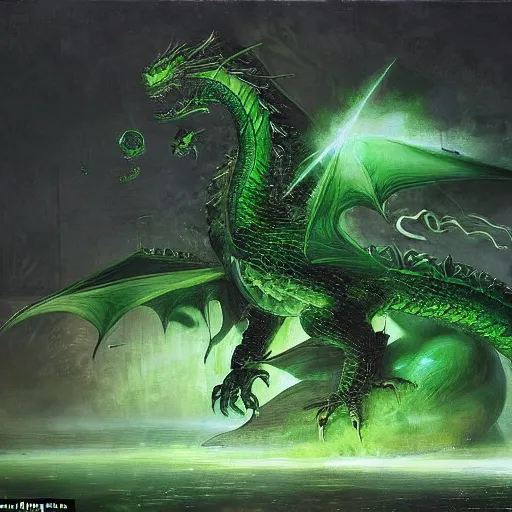 A huge green dragon has lost its wings, scars are left | Stable ...