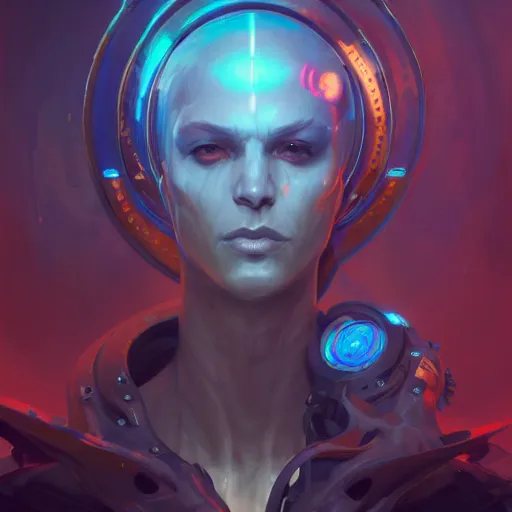 Prompt: a portrait of a cybernetic occultist of the golden dawn, cyberpunk concept art by pete mohrbacher and wlop and artgerm and josan gonzales, digital art, highly detailed, intricate, sci-fi, sharp focus, Trending on Artstation HQ, deviantart, unreal engine 5, 4K UHD image