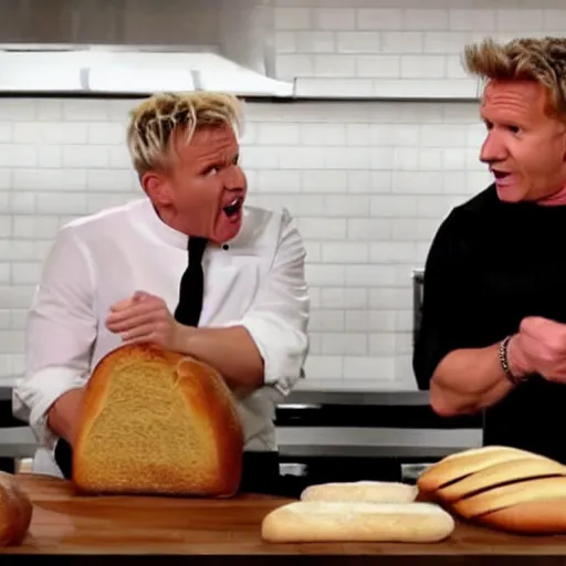 Image similar to gordon ramsay yelling at a loaf of bread