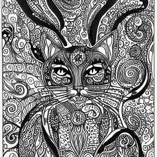 Image similar to adult coloring page of cats by louis wain