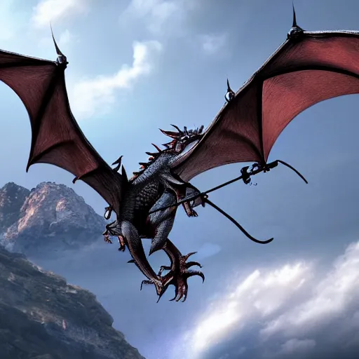 Image similar to a dragon flying above a castle, 8 k concept art