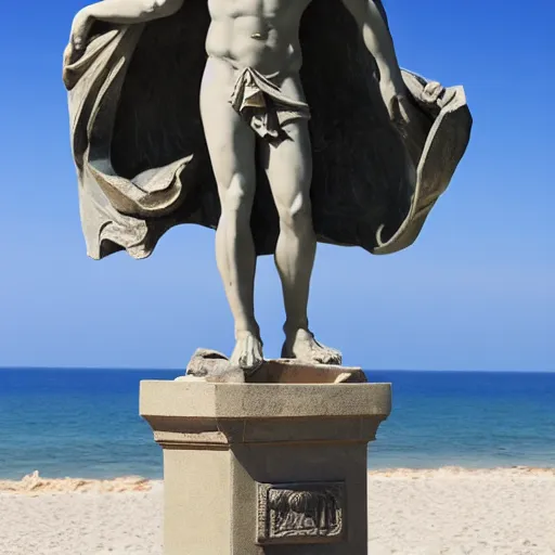 Prompt: statue of David in the beach wearing sunglasses, realistic