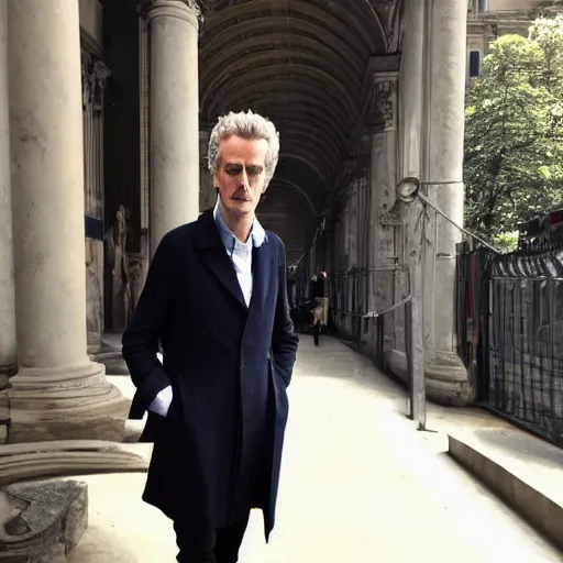 Prompt: portrait of peter capaldi visiting milan