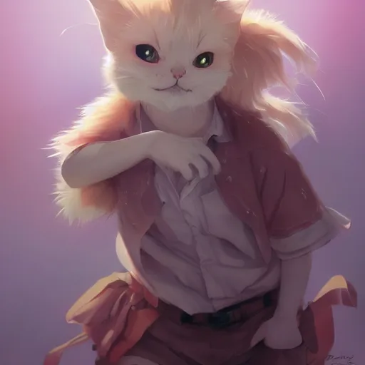 Image similar to an anime portrait of munchkin cat by stanley artgerm lau, wlop, rossdraws, james jean, andrei riabovitchev, marc simonetti, and sakimichan, trending on artstation