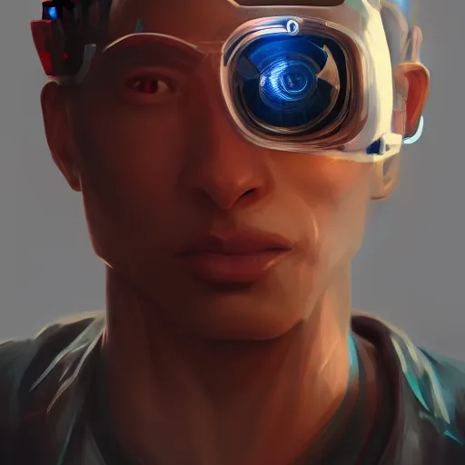 Image similar to portrait of cyborg scientist by jama jurabaev, cyberpunk, extremely detailed, trending on artstation, high quality, brush stroke