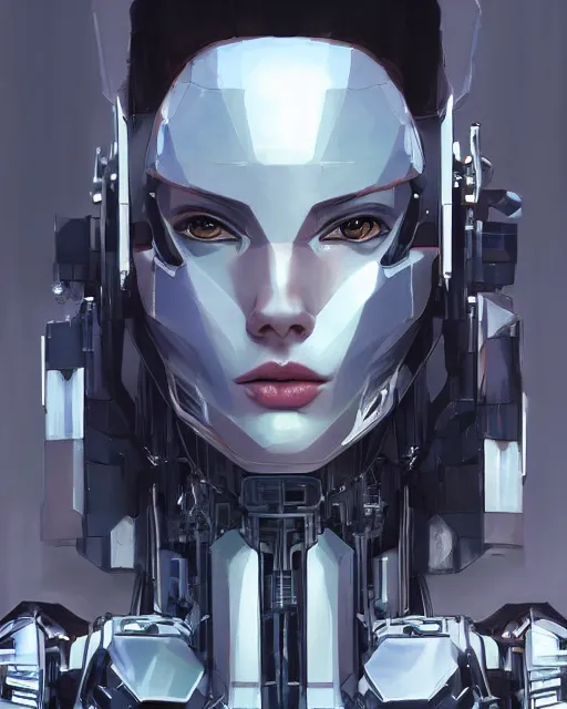 Prompt: the face of a cybernetic! fashion model! mecha, scifi, ghost in the shell, intricate sci fi panels made of metal, elegant, highly detailed panel cuts, greeble detail, caustics and refraction, digital painting, artstation, concept art, high tech fantasy, sharp focus, illustration, art by marco plouffe arstation
