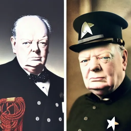 Image similar to starfleet uniform, portrait of winston churchill in starfleet uniform